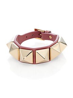 Valentino Rockstud Medium Leather Bracelet   Blush