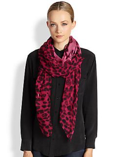 Alexander McQueen Silk Leopard Scarf   Hot Pink