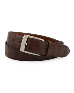 Faux Croc Leather Belt, Brown