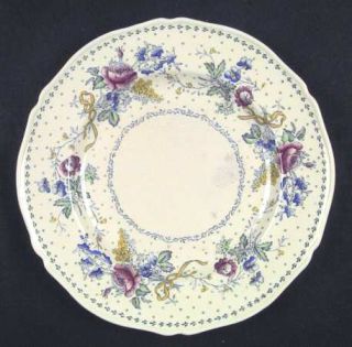 Crown Ducal Vale Luncheon Plate, Fine China Dinnerware   Yellow Ribbon,Blue Laur