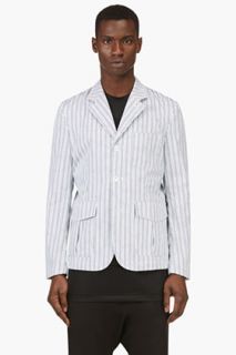 Comme Des Garons Shirt White And Navy Striped Blazer