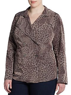 Amos Double Breasted Printed Jacket   Grey Cheetah