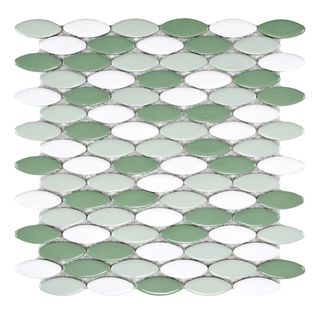 Somertile Posh Ellipse Hierba 10.25 X 12 inch Porcelain Mosaic Tiles (pack Of 10)