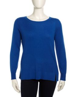 Knit Crewneck Long Sleeve Sweater, Baltic, Womens