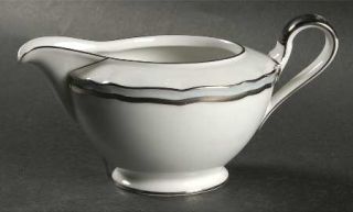 Baronet Patrician Creamer, Fine China Dinnerware   Gray Band, White Background,