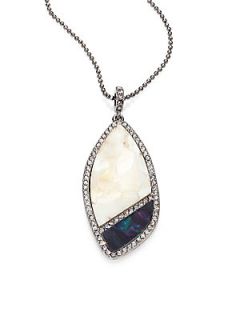 ABS by Allen Schwartz Jewelry Mother of Pearl Pave Pendant Necklace  