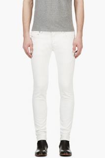 Diesel White Slim Fit Distressed Sleenker Jeans