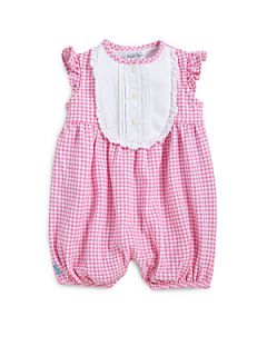 Ralph Lauren Infants Gingham Bubble Shortall   Pink