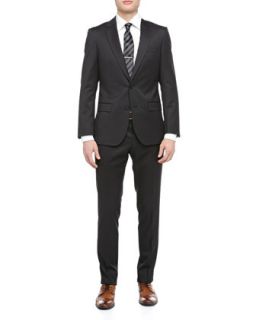 Harvers Wool Twill Two Piece Suit, Charcoal