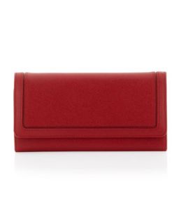 Foldover Saffiano Wallet, Red