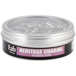 Silver Embellishments 20/tin  Heritage Charms  Filigree Bird