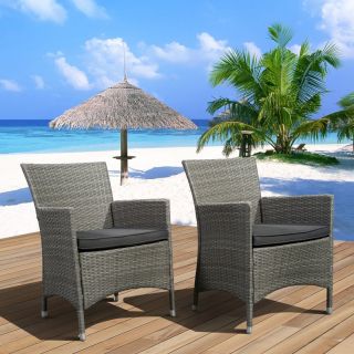 Liberty All Weather Wicker Deluxe Patio Dining Chair   Set of 2 Grey   PLI