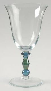 Mikasa Mic132 Water Goblet   Blue/Green Wafer/Ball Stem,Clear Bowl