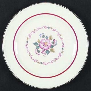 Crooksville Cro31 Dinner Plate, Fine China Dinnerware   Burgdy Inner Band Pink/B