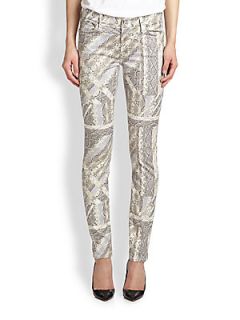 7 For All Mankind Graphic Snakeskin Print Skinny Jeans   Graphic Reptile