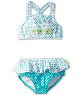 le top Circle Time Dot Tankini with Ruffle   Flowers Girls Sets (White)