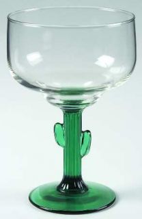 Libbey   Rock Sharpe Cactus Margarita Glass   Clear Bowl,Green Cactus Stem,No Tr