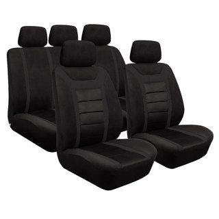 Fh Group Black Airbag Compatible Sports Car Seat Covers (full Set)