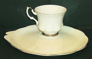 Royal Albert Chantilly Platinum Snack Plate & Cup Set, Fine China Dinnerware   M