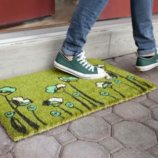 Green Tulips Non slip Doormat