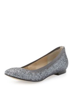 Amira Glitter Flat Shoe, Pewter