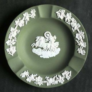 Wedgwood Cream Color On Celadon Jasperware Round 3 Slot Ashtray, Fine China Dinn