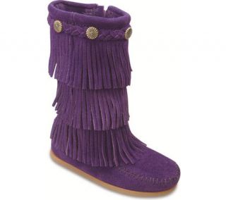 Girls Minnetonka 3 Layer Calf Boot   Purple Suede Boots