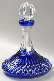Waterford Lismore Cobalt Blue Decanter & Stopper   Vertical Cut On Bowl,Multisid