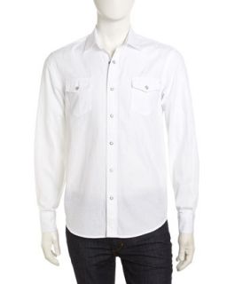 Ferle Tonal Jacquard Sport Shirt, White