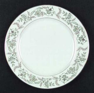 Kent (Japan) Florentine Dinner Plate, Fine China Dinnerware   Green&Brown Floral