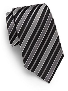 Striped Silk Tie   Black