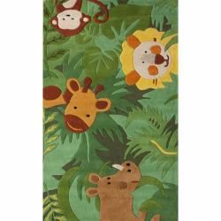 Nuloom Handmade Kids Safari Animals Green Wool Rug (36 X 56) (MultiPrimary Material WoolPile Height 0.50 inchesStyle ContemporaryPattern KidsTip We recommend the use of a non skid pad to keep the rug in place on smooth surfaces.All rug sizes are appr