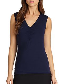 Ruched Jersey Sleeveless Top   Blue