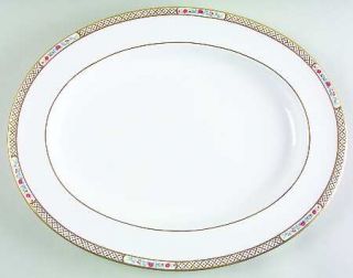 Spode Golden Trellis 15 Oval Serving Platter, Fine China Dinnerware   Pink&Blue