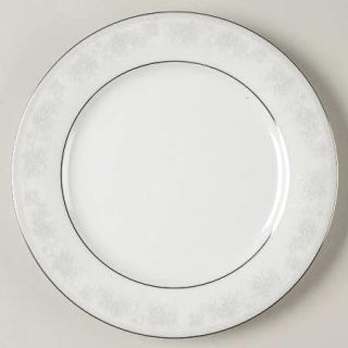 Noritake Misty Salad Plate, Fine China Dinnerware   White/Gray Floral Rim, Smoot