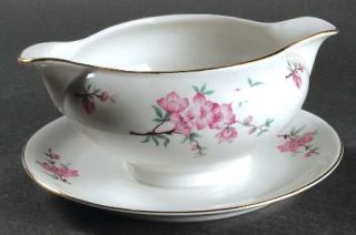 Jaeger Apple Blossom Gravy Boat with Attached Underplate, Fine China Dinnerware