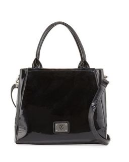 Louise Patent Frame Satchel Bag, Black
