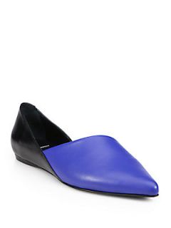 Pierre Hardy Asymmetrical Leather dOrsay Flats   Blue Black