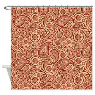  Burn Red Beige Vintage Paisley Pattern Shower Curt  Use code FREECART at Checkout