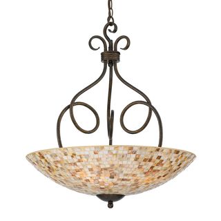 Quoizel Monterey Mosaic 4 light Pendant (Steel Finish MalagaNumber of lights Four (4)Requires four (4) 100 watt A19 medium base bulbs (not included)Dimensions 28 inches high x 23.5 inches deepShade 24 inches long x 5.5 inches highWeight 19 poundsThis