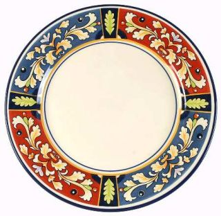 Pier 1 Della Ceramiche Dinner Plate, Fine China Dinnerware   Red&Blue Panels,Flo