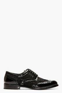 Dolce And Gabbana Black Lace Wingtip Brogues