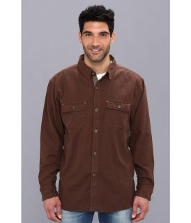 Life is good Cargo Flannel Shirt Mens Long Sleeve Button Up (Brown)
