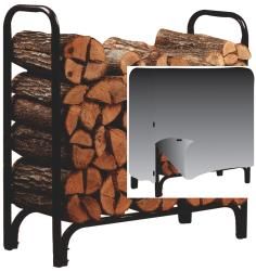 Panacea Deluxe Log Rack With Cover 4 (Black* Materials* Style ClassicWeatherproof Yes* Dimensions 48in L x 48in W x 14in H* Weight 20 pounds )