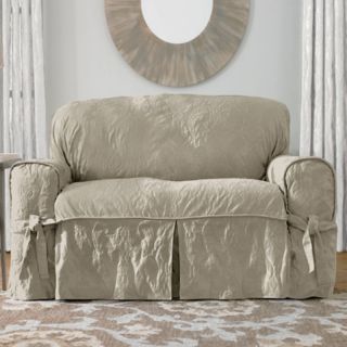 Sure Fit Matelasse Damask Sofa Cover Linen   39947