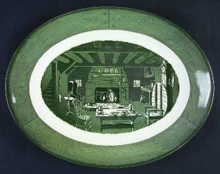 Royal (USA) Colonial Homestead Green 13 Oval Serving Platter, Fine China Dinner