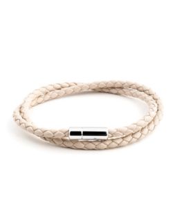 Woven Leather Wraparound Bracelet, White