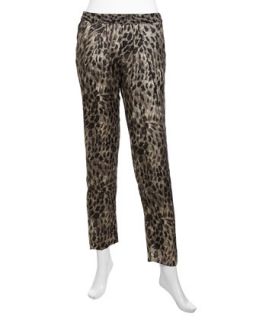 Flowy Cheetah Faille Pants, Black Cheetah