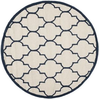 Safavieh Handmade Moroccan Cambridge Ivory/ Navy Wool Rug (6 Round)