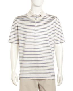 Striped Jacquard Polo Shirt, Ivory/Multi